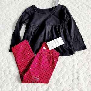 New Baby Girl Christmas outfit red plaid buffalo check black stars